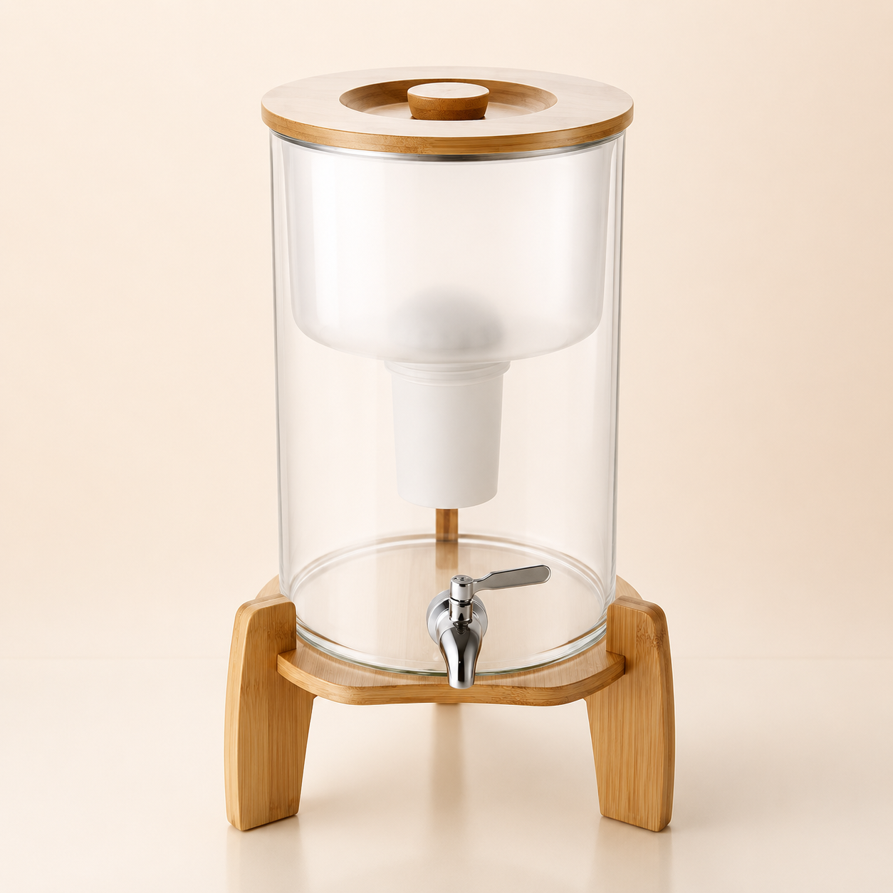 9L Glass Benchtop Alkaline Water Filter - Natural Bamboo