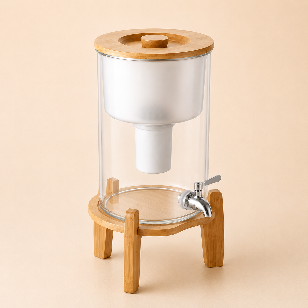 9L Glass Benchtop Alkaline Water Filter - Natural Bamboo